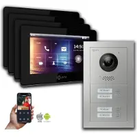 Goliath Videocitofono IP 4-Fam. App per cellulare da 7 pollici: Scatola da incasso: 7 pollici in nero Scatola di montaggio per campanelli: Scatola da incasso Selezione monitor: 7 pollici in nero