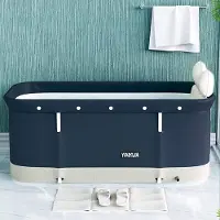 Markenlos Vasca da bagno - Pieghevole - Portatile - Cuscino e schienale inclusi - 12 pezzi - Blu scuro