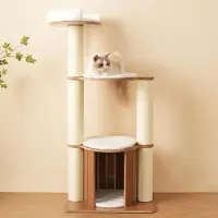 Zimilo Tiragraffi per gatti 135 cm, tronco XXL da 12 cm, 3 livelli, con casetta e cuscini rimovibili, resistente all'umidità, sistema anti-ribaltamento, grande tiragraffi