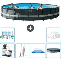 Intex Piscina Round Ultra XTR Frame - 610 x 122 cm - inclusa pompa - scaletta - telo di fondo - confezione di manutenzione della copertura - sfere filtranti