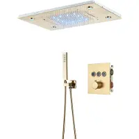 OEM Doccia a pioggia a LED, controllo termostatico, soffione in ottone 36*50cm, set oro spazzolato