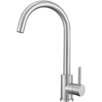 VBChome Rubinetto da cucina in acciaio inossidabile spazzolato con effetto granito, ruotabile a 360° – Rubinetto monocomando per lavello, rubinetto moderno per lavello