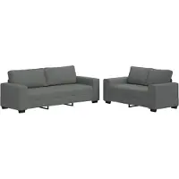 Syfax Set di Divani 2 pz con Cuscini Grigio Scuro in Tessuto