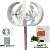 StarTech.com Torre eolica verticale - Generatore eolico da 3000W a 48V - Turbina ad asse verticale - Regolatore di carica duale MPPT - Silenzioso - Sistema ibrido eolico-solare off-grid - 48V MPPT