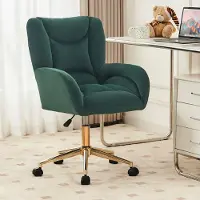 Aiorber Sedia da ufficio , girevole a 360°, regolabile in altezza, in tessuto vellutato, confortevole, struttura in metallo, sedia girevole, 64 x 62 x 92,5 cm, per ufficio, camera da letto, verde