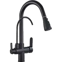 OEM Rubinetto da cucina, struttura in ottone resistente, funzionamento a doppia maniglia, nero B