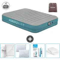 Bestway Materasso gonfiabile Alwayszair - 2 persone -152 x 203 x 36 cm - Grigio/Blu - Accessori inclusi