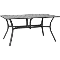 SucceBuy Tavolo rettangolare Acciaio al carbonio (1500 x 960 x 725 mm) per patio, giardino, veranda e terrazza, idrorepellente, con foro per ombrellone da 38 mm, portata fino a 68 kg, colore nero