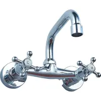 OEM Rubinetto per lavabo, doppia maniglia, montaggio a parete, cromo, argento