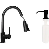 Granitan - Lavello in granito - Lavello da cucina - 40 cm - Nero - con rubinetto e dispenser per sapone - Lavello