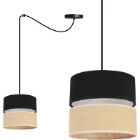 Light11 HOME Light-Home Juta Spider lampada a sospensione - Metallo con paralume in tessuto - E27 - Spider 1-bulb 20 cm - Base nera e juta e nero