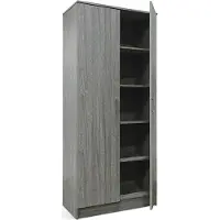 Meublorama Armadio REY – 2 porte – 80×180 cm – Rovere grigio – Stile scandinavo