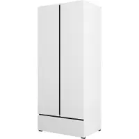 Meublorama Armadio HAVANA 90 cm - 2 porte + 1 cassetto - Colori bianco e nero - Design moderno e funzionale