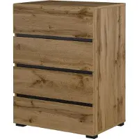 Meublorama Piccolo buffet HAVANA – 4 cassetti – Rovere e nero – Stile naturale e moderno