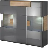 Meublorama Buffet XL150cm collezione OHIO. Colori grigio antracite e rovere.
