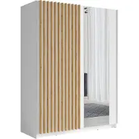 Meublorama Armadio 150 cm con 2 porte scorrevoli, colore bianco e rovere - Collezione STRANO