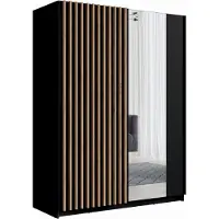 Meublorama Armadio a 2 porte scorrevoli con specchio 150 cm - nero e rovere - Collezione STRANO