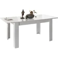 Meublorama Tavolo 137x90 con allunga inclusa di 48cm, Collezione FOLOMI, colore bianco lucido lacato