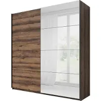 Meublorama Armadio design 2 porte 220cm colore rovere scuro. Collezione EOS