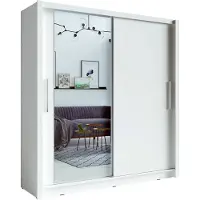Meublorama Armadio a 2 porte scorrevoli con specchio 205 cm - bianco - Collezione OZZULA