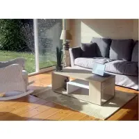 Meublorama Tavolino basso MELINA in rovere e bianco - Design moderno - 111 x 41 x 50 cm