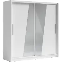Meublorama Armadio 2 porte scorrevoli con specchio obliquo 205 cm - bianco - Collezione BAHIA
