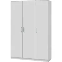 Meublorama Armadio BURDUR 3 porte – Rovere bianco & grigio – Stile contemporaneo – L120 x H184 x P52 cm