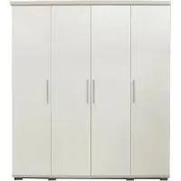 Meublorama Armadio TOM 4 porte - Bianco - L160 x H183 cm - Guardaroba integrato
