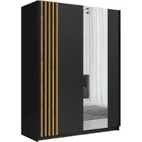 Meublorama Armadio con 2 porte scorrevoli 200 cm - nero e rovere - Collezione VARIA