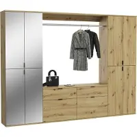 Meublorama Armadio con 8 ante con specchi + appendiabiti + cassetti - Rovere chiaro - BODITE