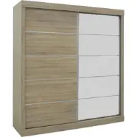 Meublorama Armadio MILS – 2 porte scorrevoli con specchio – Rovere Sonoma – Stile scandinavo