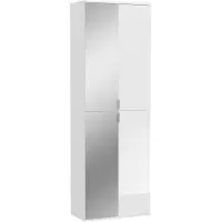 Meublorama Armadio 4 porte BODITE – 2 porte con specchi – Bianco laccato