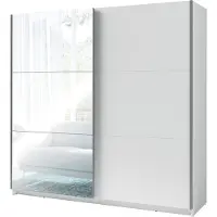 Meublorama Armadio, guardaroba 200 cm 2 porte scorrevoli con specchio - bianco - Collezione ARSALA