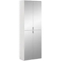 Meublorama Armadio BODITE – 4 ante con specchi – Bianco laccato – Eleganza e luminosità