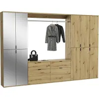 Meublorama Armadio con 10 ante con specchi + guardaroba + 4 cassetti - Rovere chiaro - BODITE