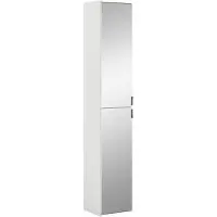 Meublorama Armadio da ripostiglio BODITE – 2 porte con specchi – Bianco laccato – Eleganza e funzionalità