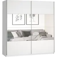 Meublorama Armadio design 220cm. 2 porte con specchi modulari. Colore bianco opaco. Collezione EOS