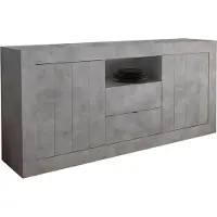 Meublorama Buffet 2 ante battenti 2 cassetti in legno, colore cemento, collezione URBAN