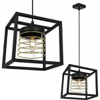 Light11 HOME Lampada a sospensione Rasti Cage - Lampada da soffitto per soggiorno, camera da letto e sala da pranzo - Lampada a sospensione in metallo e vetro - E27 - Oro - 1 lampadina