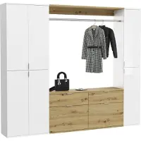 Meublorama Armadio con 6 ante, 4 cassetti e 1 guardaroba – Bianco e rovere – BODITE