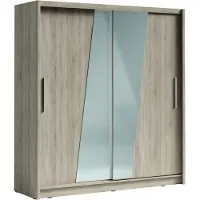 Meublorama Armadio con 2 porte scorrevoli e specchio obliquo 205 cm - rovere sonoma - Collezione BAHIA
