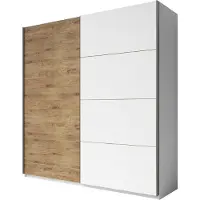 Meublorama Armadio a 2 porte scorrevoli 200cm colore quercia e bianco. Collezione FLOYD
