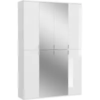 Meublorama Armadio 8 porte BODITE – 4 porte con specchi – Bianco laccato