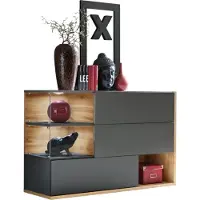 Meublorama Buffet, bahut, enfilade KLIS a tre porte e tre nicchie. Colori grigio antracite e rovere. Stile design.