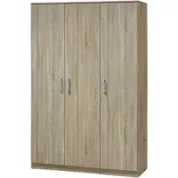 Meublorama Armadio BARTIN 3 porte – Quercia chiara e grigio – Appendiabiti + scaffali