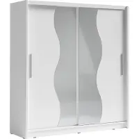 Meublorama Armadio 2 porte scorrevoli con specchio 205 cm - bianco - Collezione BAHIA