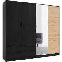 Meublorama Armadio 4 Porte ISAC - Design Moderno con Specchio e 2 Cassetti