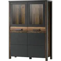 Meublorama Buffet alto collezione WINDSOR. Colore grigio antracite e quercia scura.