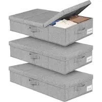 OEM confezione da 3 scatole in tessuto da 45 litri per lo stoccaggio sotto il letto 79 x 40 x 15 cm con coperchio