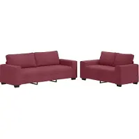 Syfax Set di Divani 2 pz con Cuscini Rosso Vino in Tessuto